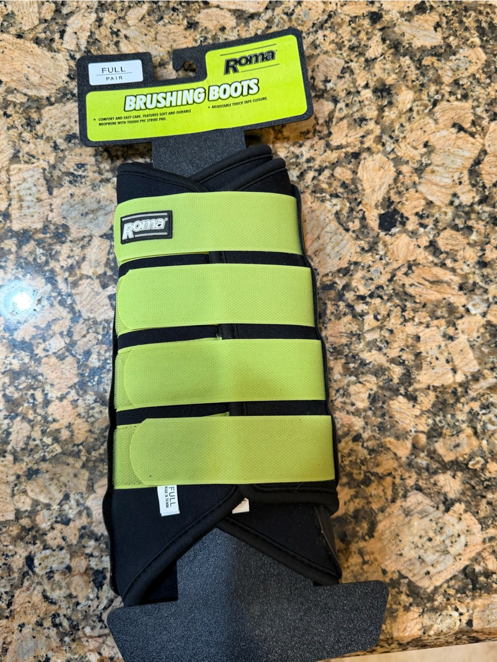 Roma Lime Green and Black Brushing Boots - Set horse size FULL NEW